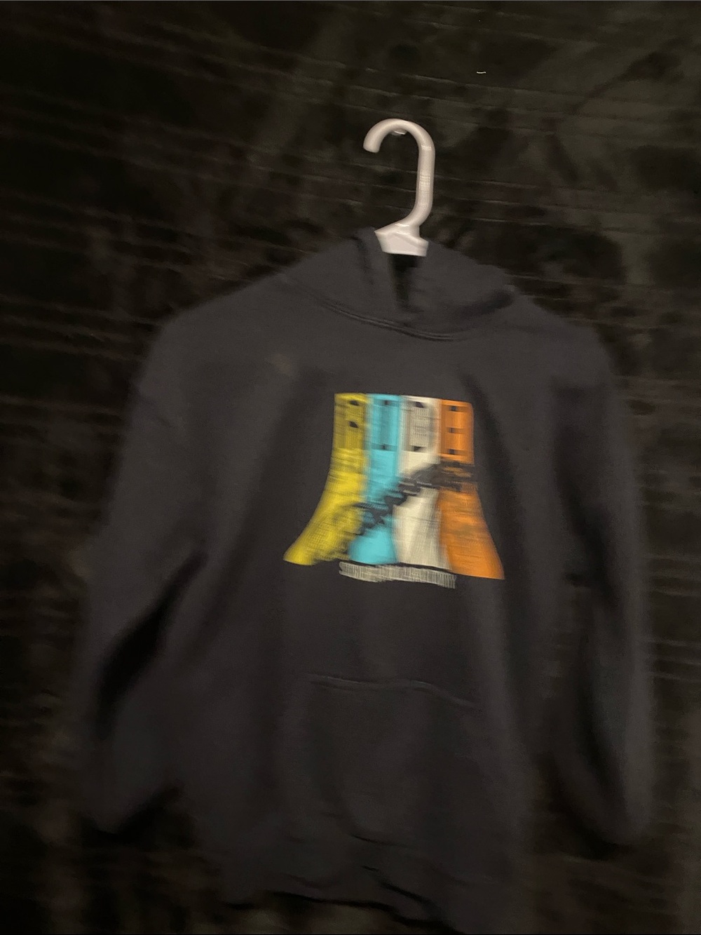 Kids Navy Hoodie with Color Block Graphic
